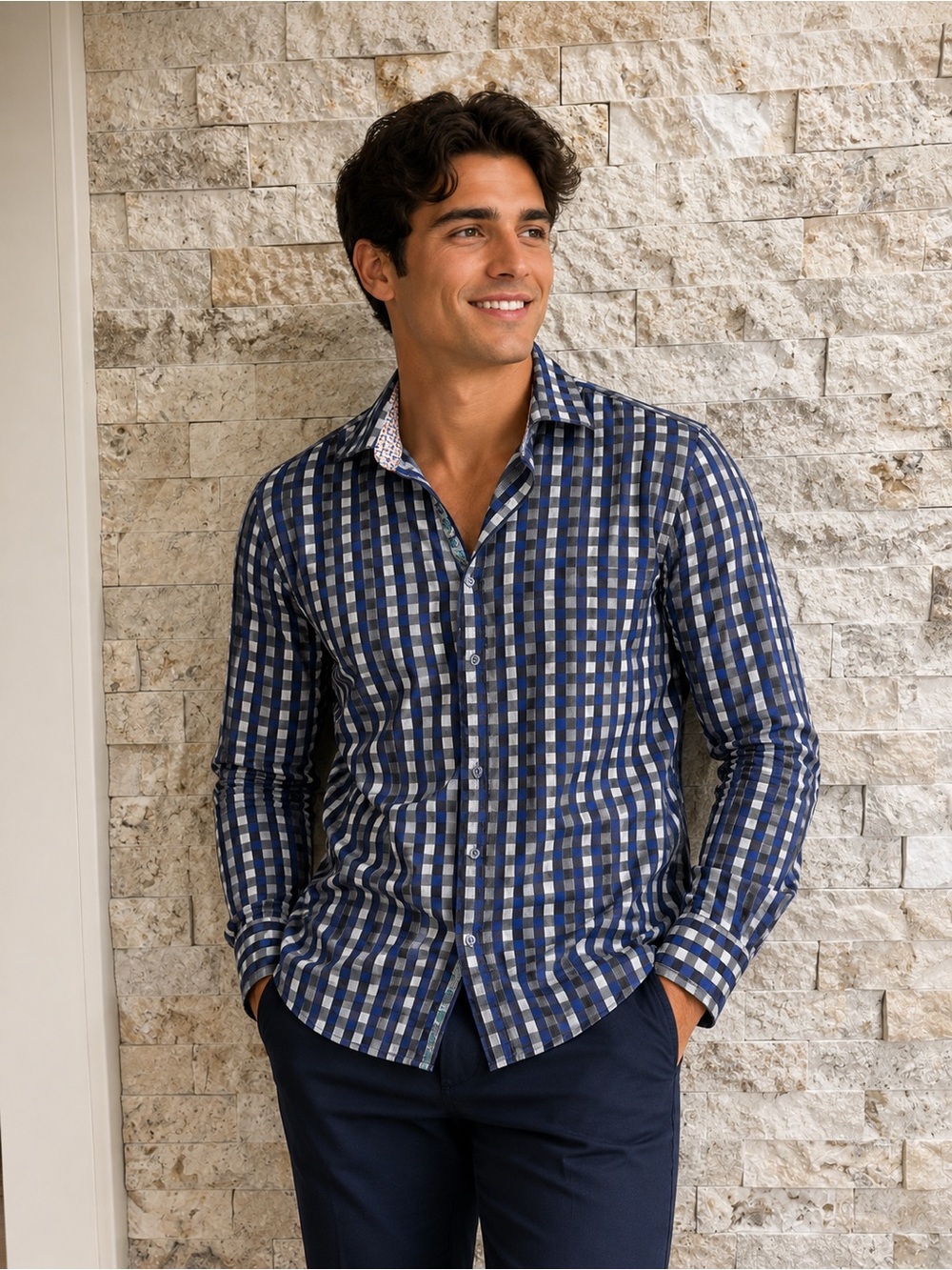 Robert Graham Multicolor Embroidered‎ Plaid Shirt size 3X